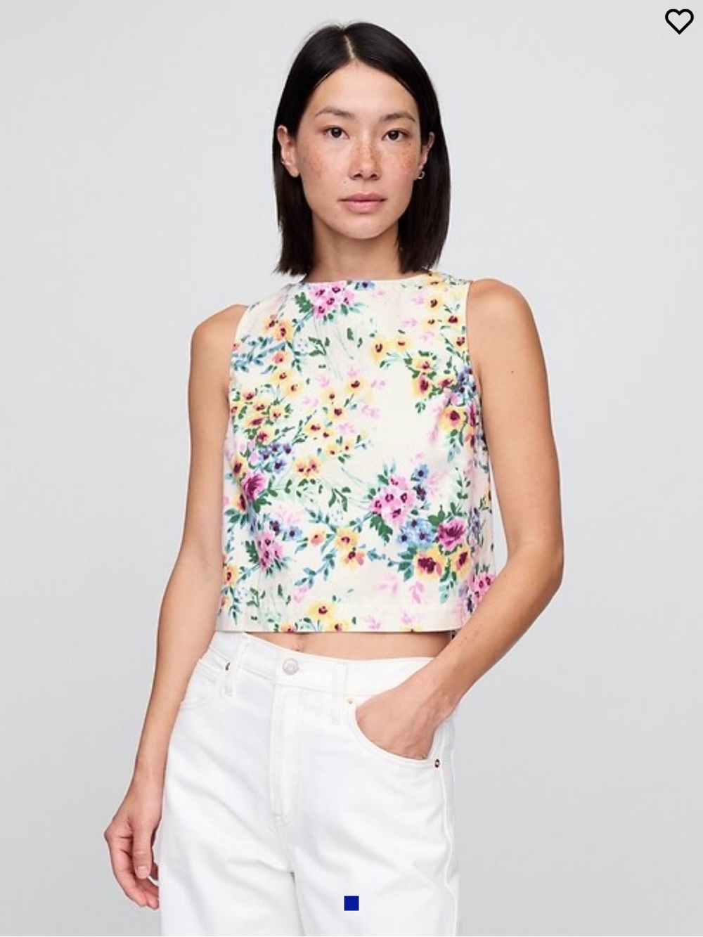 GAP Denim Floral Crop Shell Tank Top Size Medium